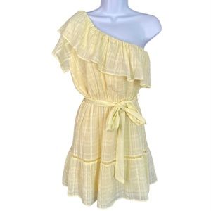 Lush One Shoulder Yellow Ruffle Dress